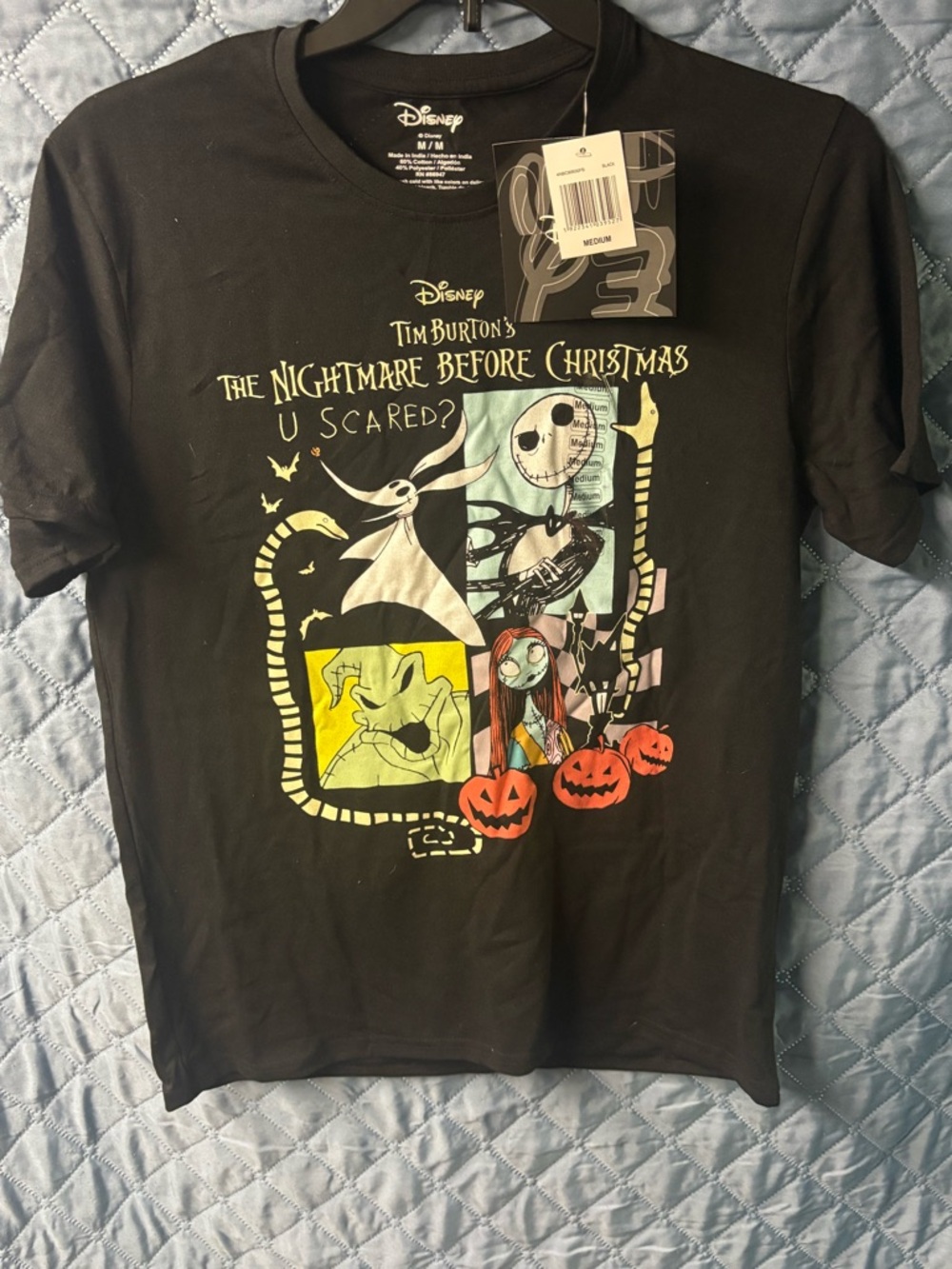 Disney The Nightmare Before Christmas Black Graphic Tee with Multicolor Print